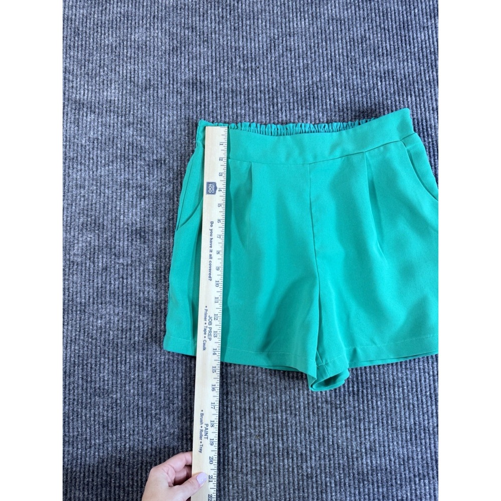 HUDSON‎ GRAY Chino Shorts Green High Rise Pleated Elastic Waist Pull On S Women - Picture 4 of 4